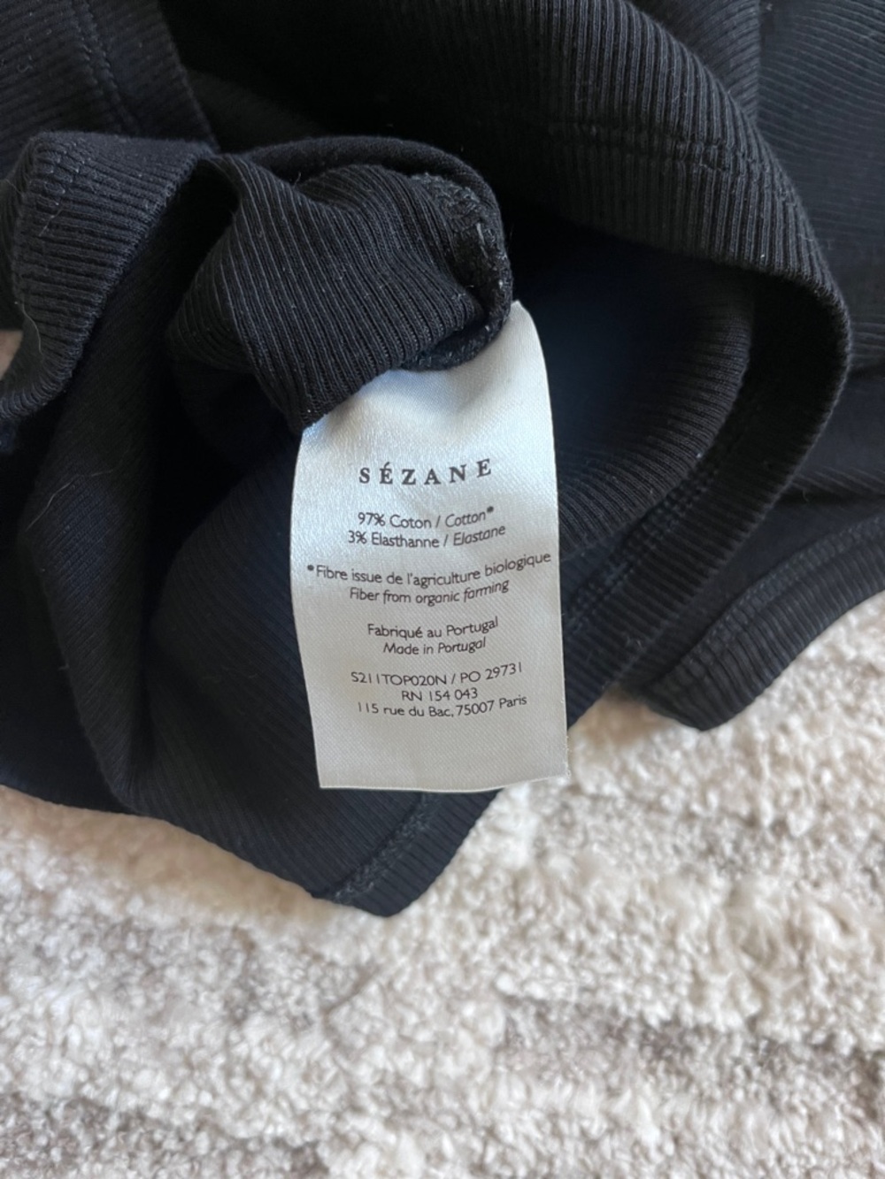 Sezane Black Ribbed Racerback Tank - Picture 4 of 4